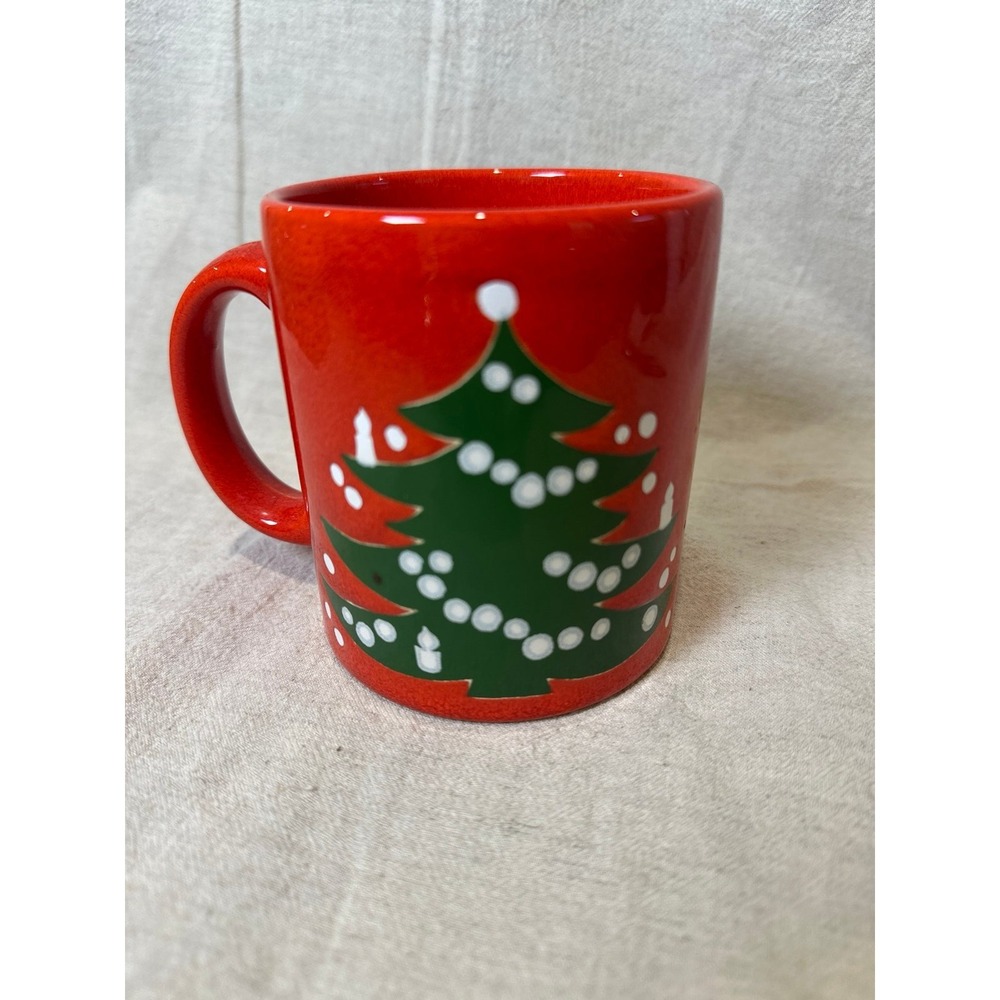 Vintage Waechtersbach W-Germany Christmas Mug Red Christmas Tree 1980's
